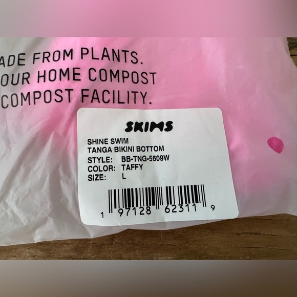 SOLD OUT~NEW IN POLY Skims Shine Swim Tanga Bikini Bottom ~ Taffy ~ large 💕 - Picture 9 of 10